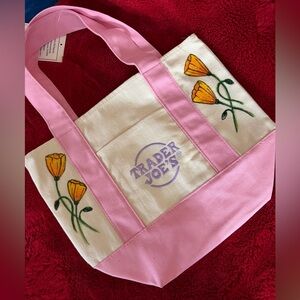 California Poppies Custom Trader Joes Mini Tote bag pink NWT 🌼